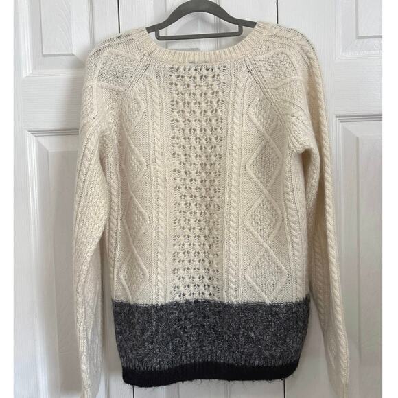 GAP Wool Mohair Blend Fisherman Sweater – Cream & Gray, Size Medium - Picture 4 of 7